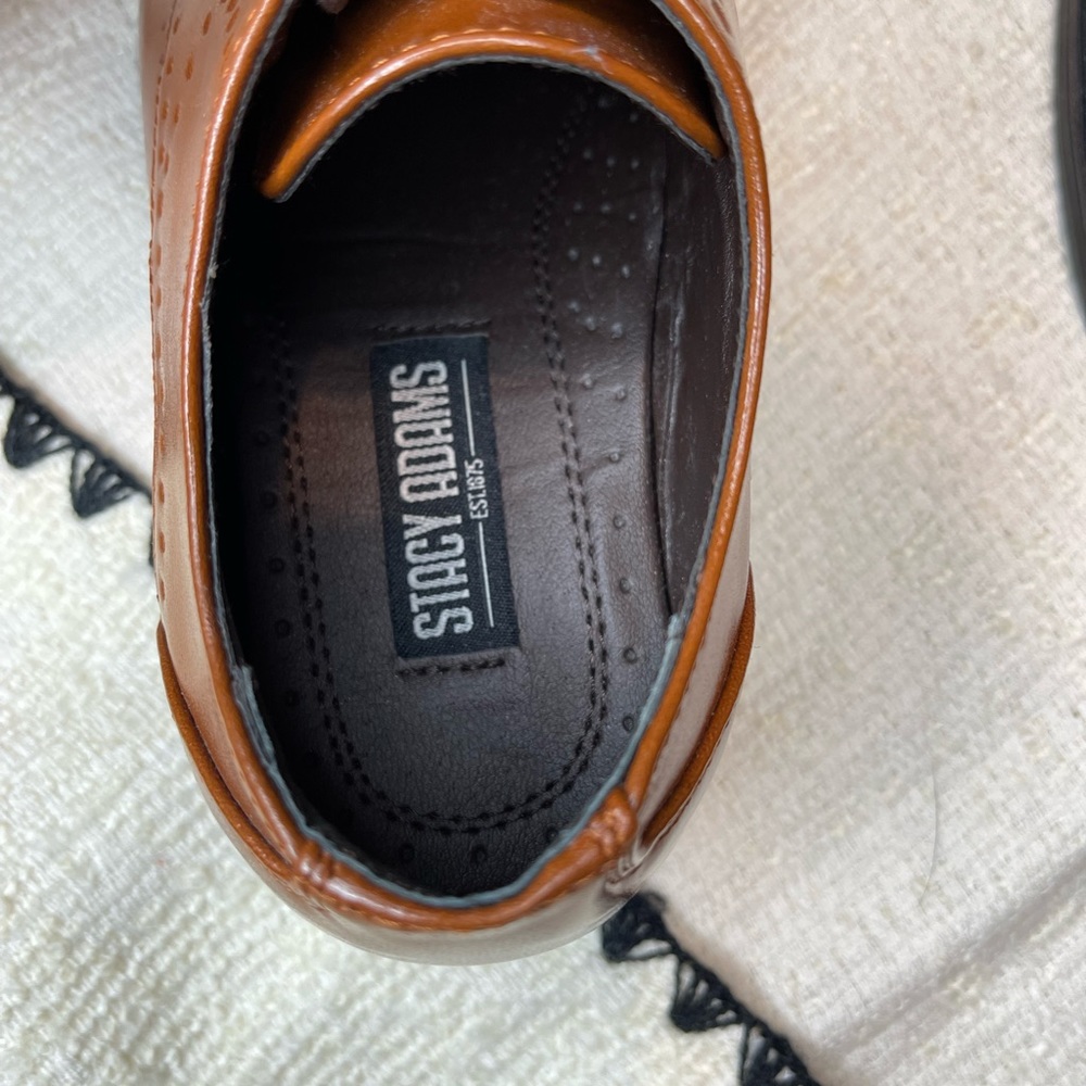 NWOT Stacy Adams Boys Brown Oxfords Dress Shoes Size 1 - Picture 8 of 9